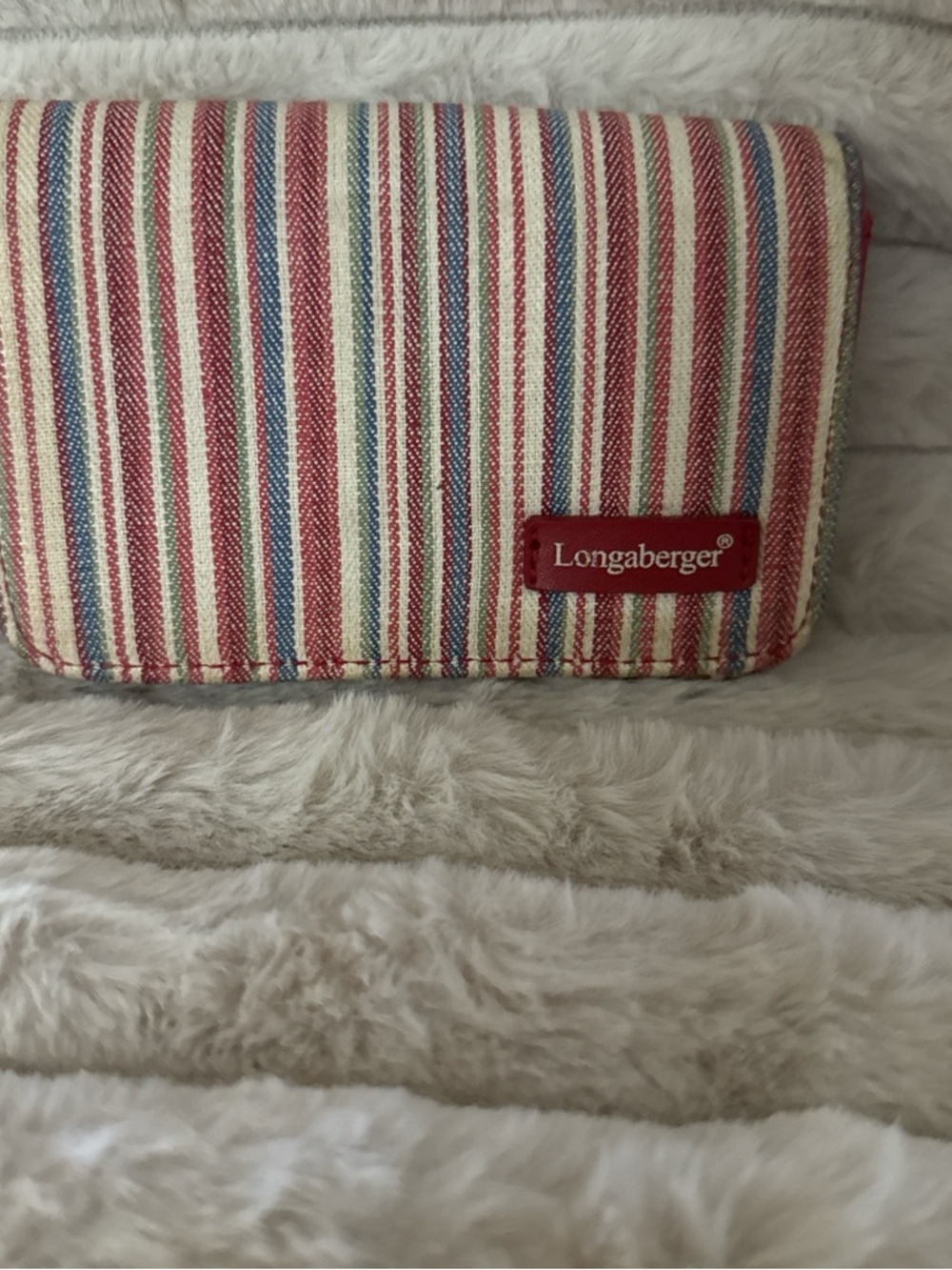 Longaberger Striped Canvas Wallet in Red, Blue, Cream